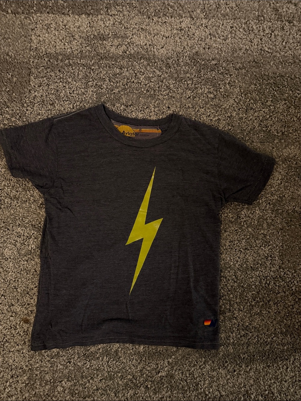 Aviator Nation Charcoal Tee with Lime Lightning Bolt